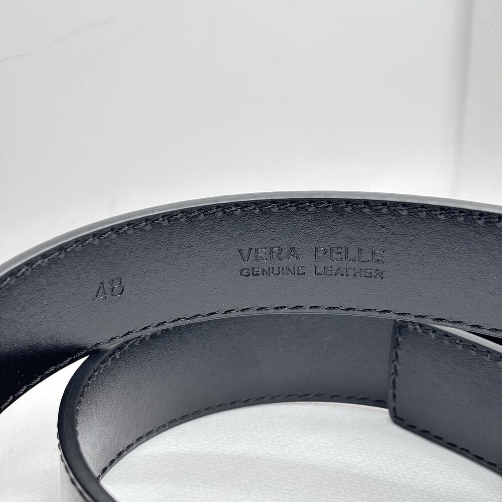 Versace Collection Leather Logo Buckle Belt One Size Black Sz 120 - Picture 7 of 8